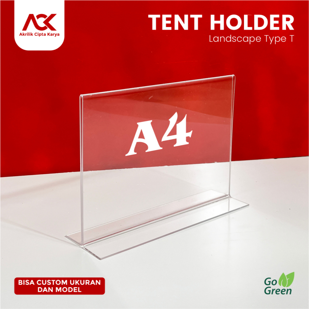 

Tempat Brosur Meja Akrilik A4 T Type / Acrylic Tent Card Holder A4 Landscape / A4 T Type 2 Sisi Landscape