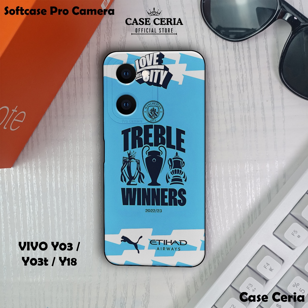 Case For Vivo Y03 / Y03t / Y18 – Casing HP Motif Man City – Softcase Pro Camera – Silikon Clear Case