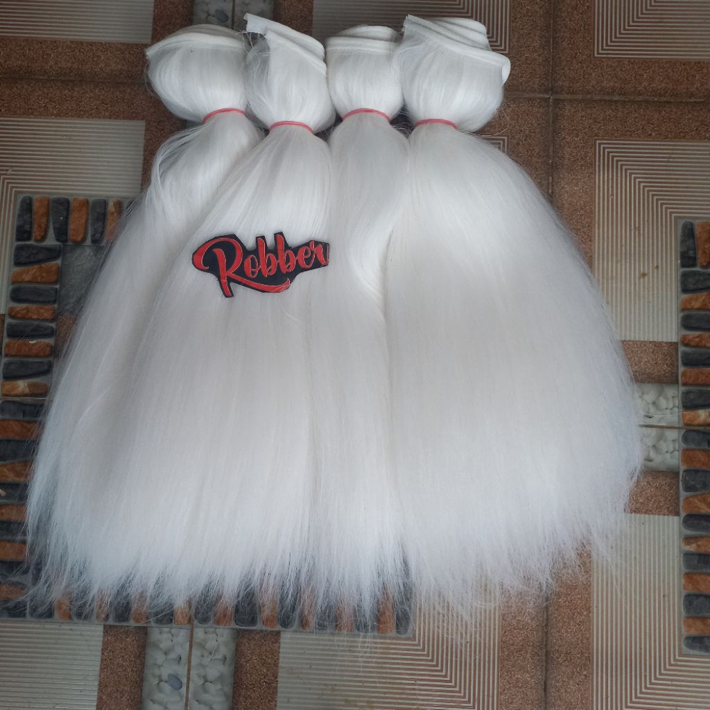 RAMBUT SINTETIS PUTIH KERTAS UKURAN 50CM KILOAN