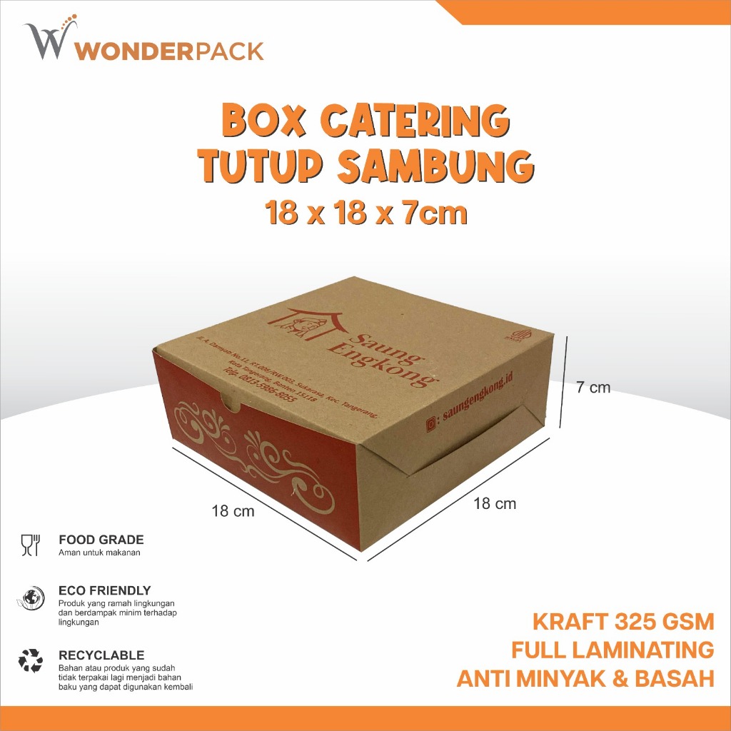 WONDERCUP || CETAK CUSTOM BOX NASI CATERING AQIQAH DUS AYAM BAKAR KUE BOMBOLONI BOLU UK 18x18x7 CM  
