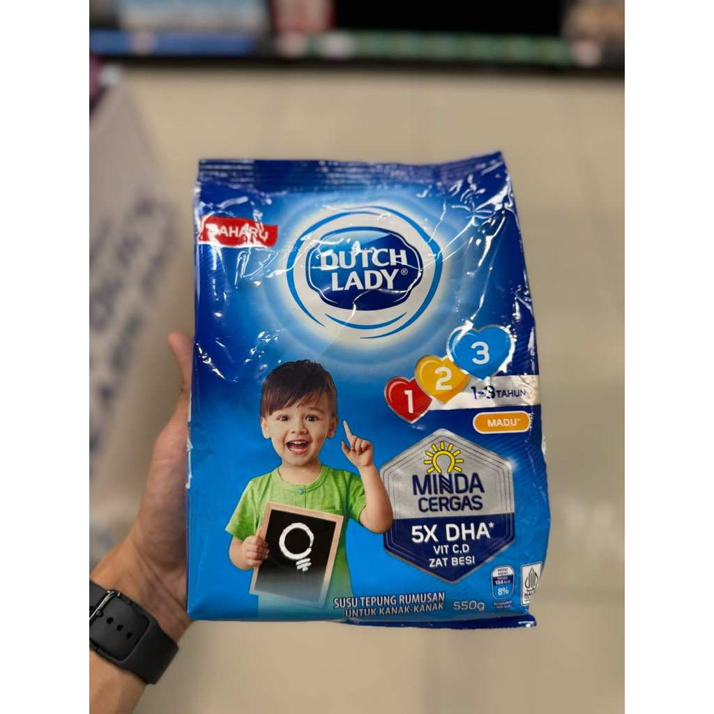 

dutch lady 123 1-3 tahun 5x DHA susu cerdas honey 550gr / biasa 850gr