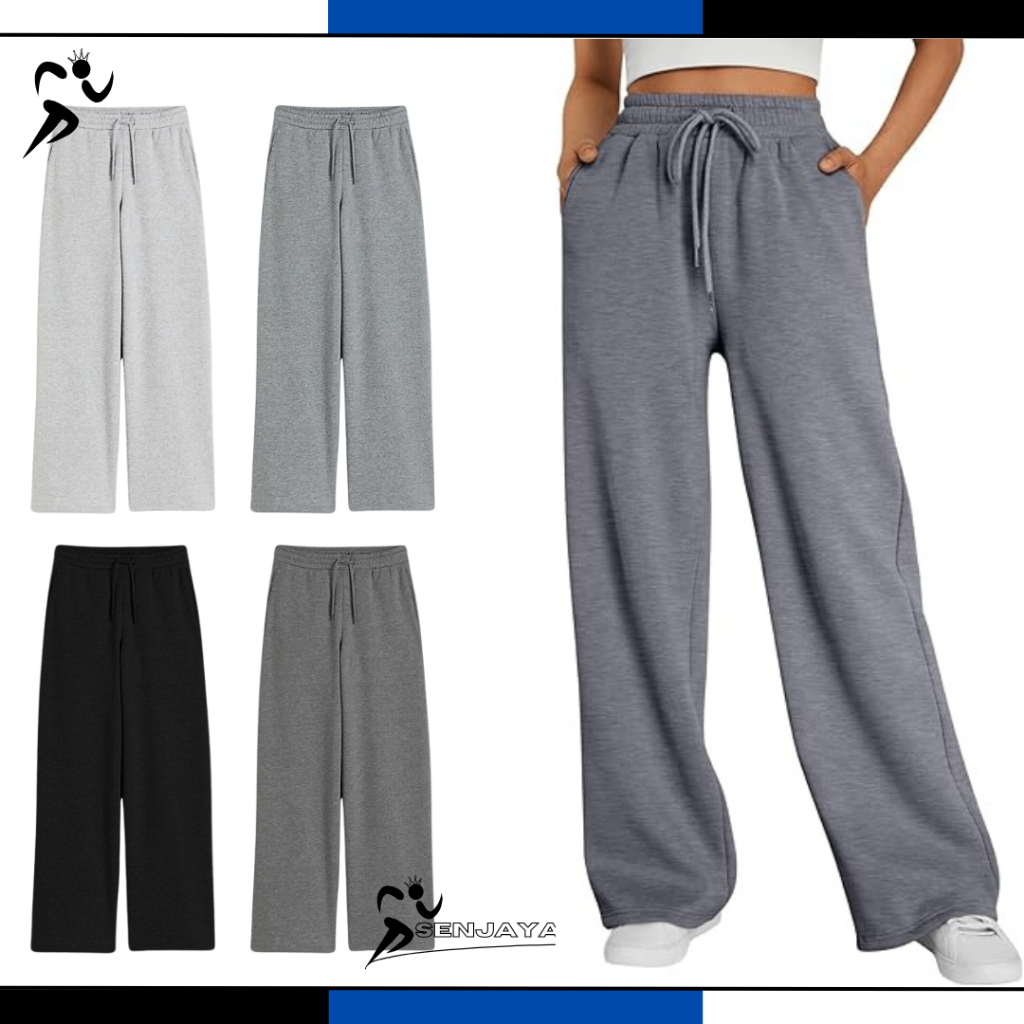 SWEATPANTS LOOSE DAILY WEAR WANITA NYAMAN LONGGAR SOFT TEBAL