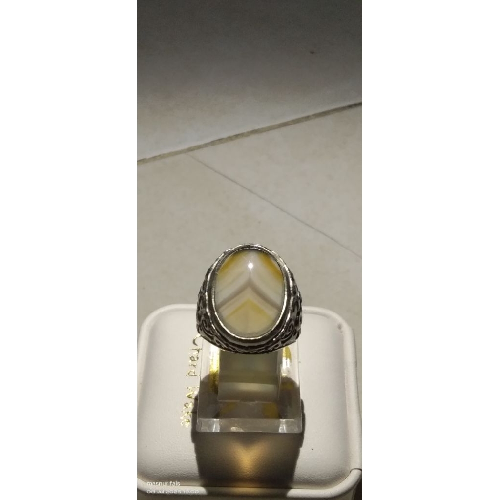 CINCIN NATURAL BATU IRIS AGATE JUNDER PELANGI SUPER GIWANG SUPER SIMETRIS