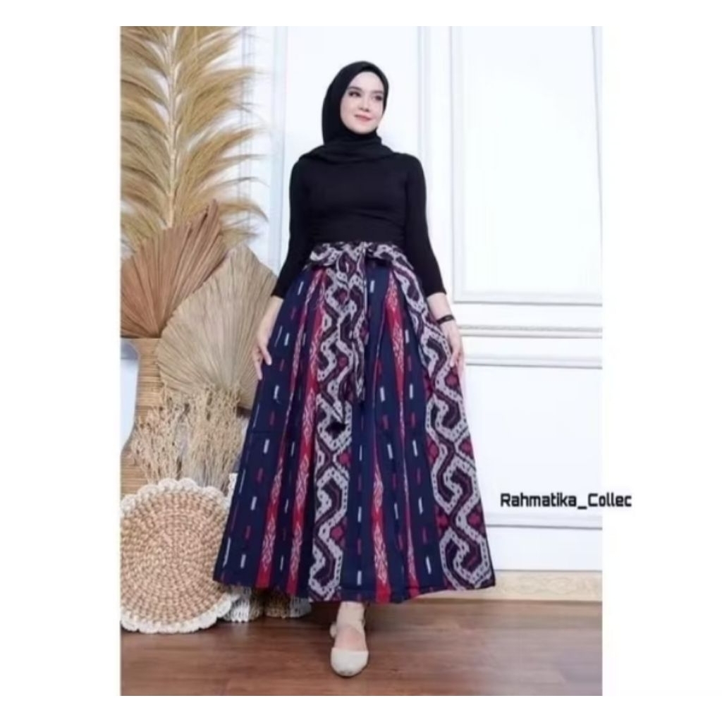 ROK PANJANG TENUN WANITA, MOTIF ETNIK,ROK WIRU PANJANG TALI