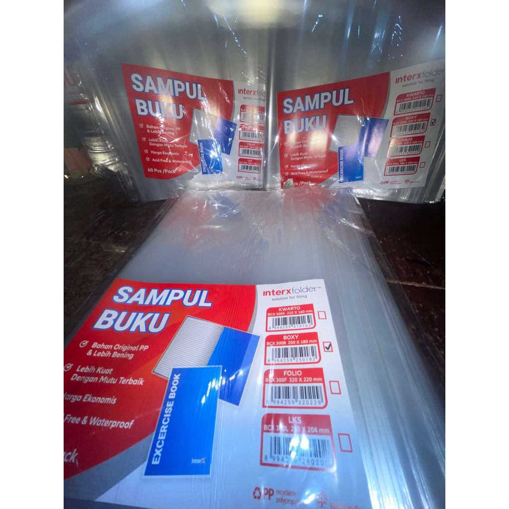 

sampul buku plastik ukuran boxy buku panjang per bungkus isi 60 pcs