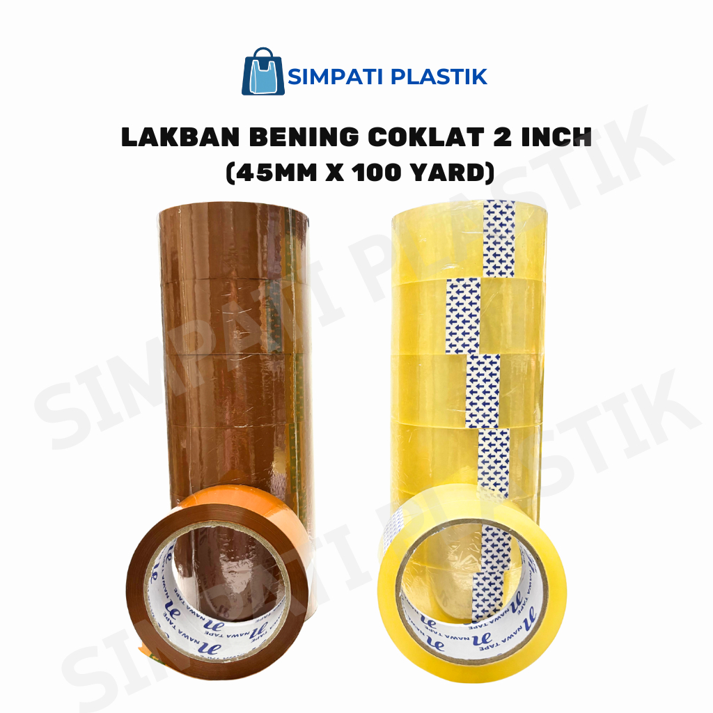 

Lakban Bening Coklat 2 inch (45mm x 100 yard)/ Solatip Tebal Murah Ekonomis