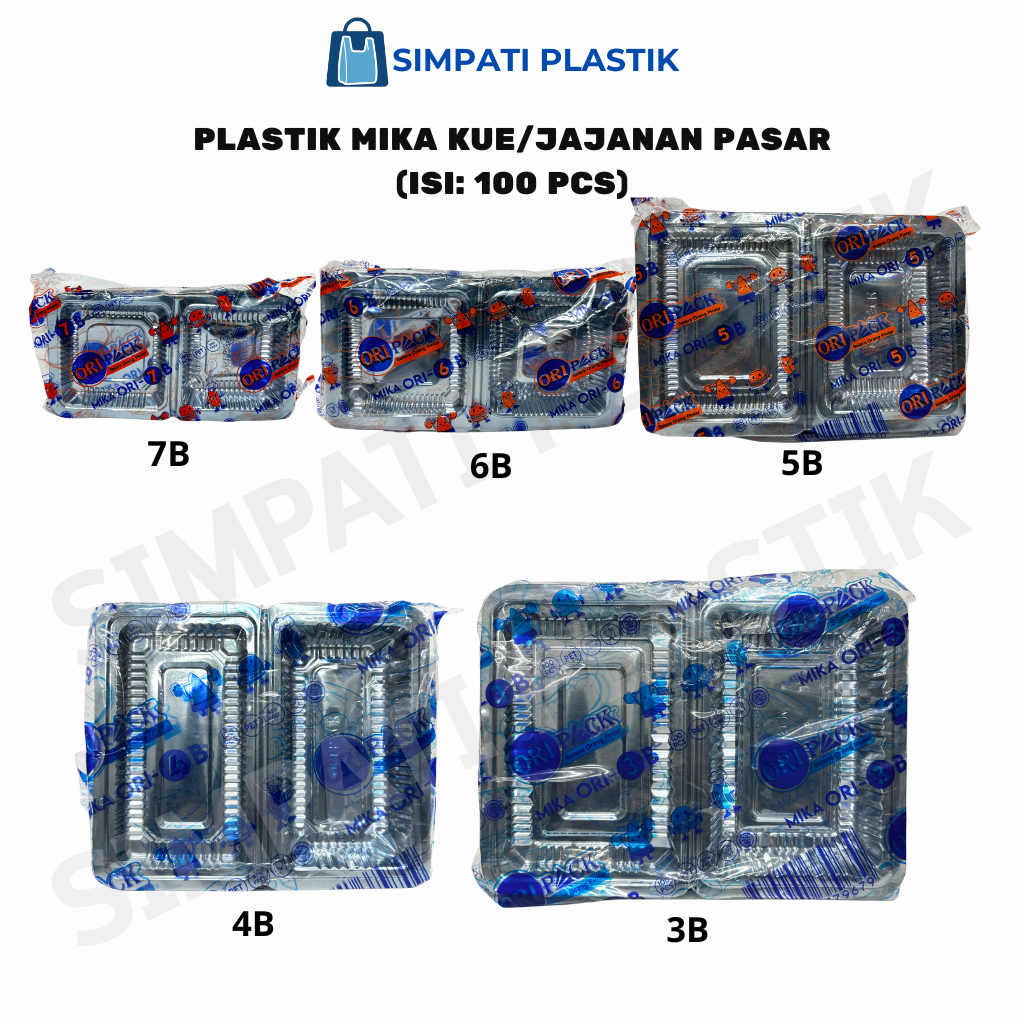 (Isi 100 pcs) Plastik Mika Kue 7B 6B 5B 4B 3B/Jajanan Pasar/ Transparan/Kotak Mika/ Box Kue Dimsum