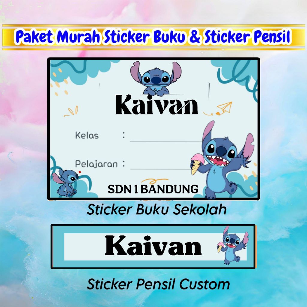 

PAKET MURAH LENGKAP STICKER BUKU + STICKER PENSIL CUSTOM MOTIF STITCH