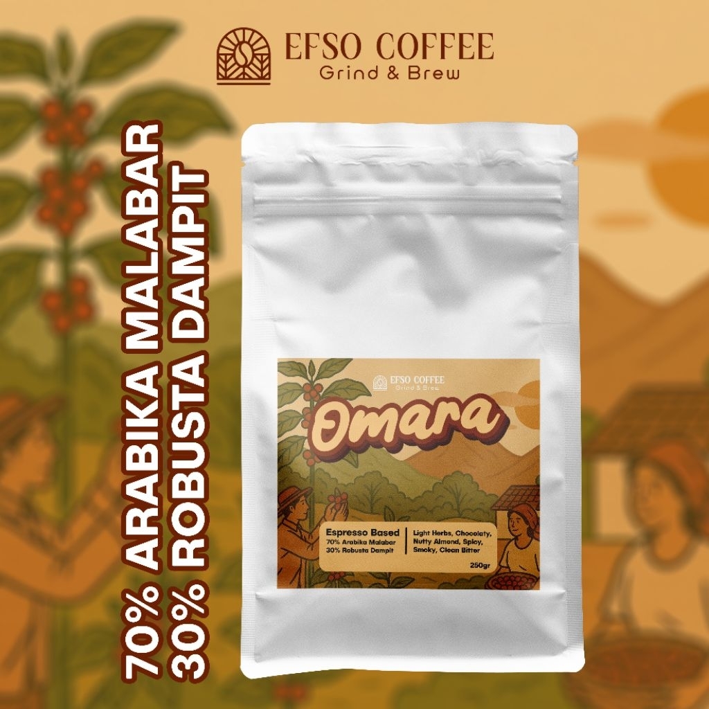 

Omara Blend 250g – Arabika Malabar x Robusta Dampit | Kopi Lokal Strong & Smooth