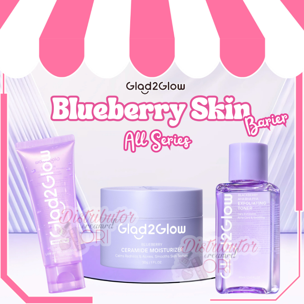 GLAD2GLOW Skincare Blueberry All Series | Blueberry moisturizer | Blueberry cleanser |  Blueberry Fa