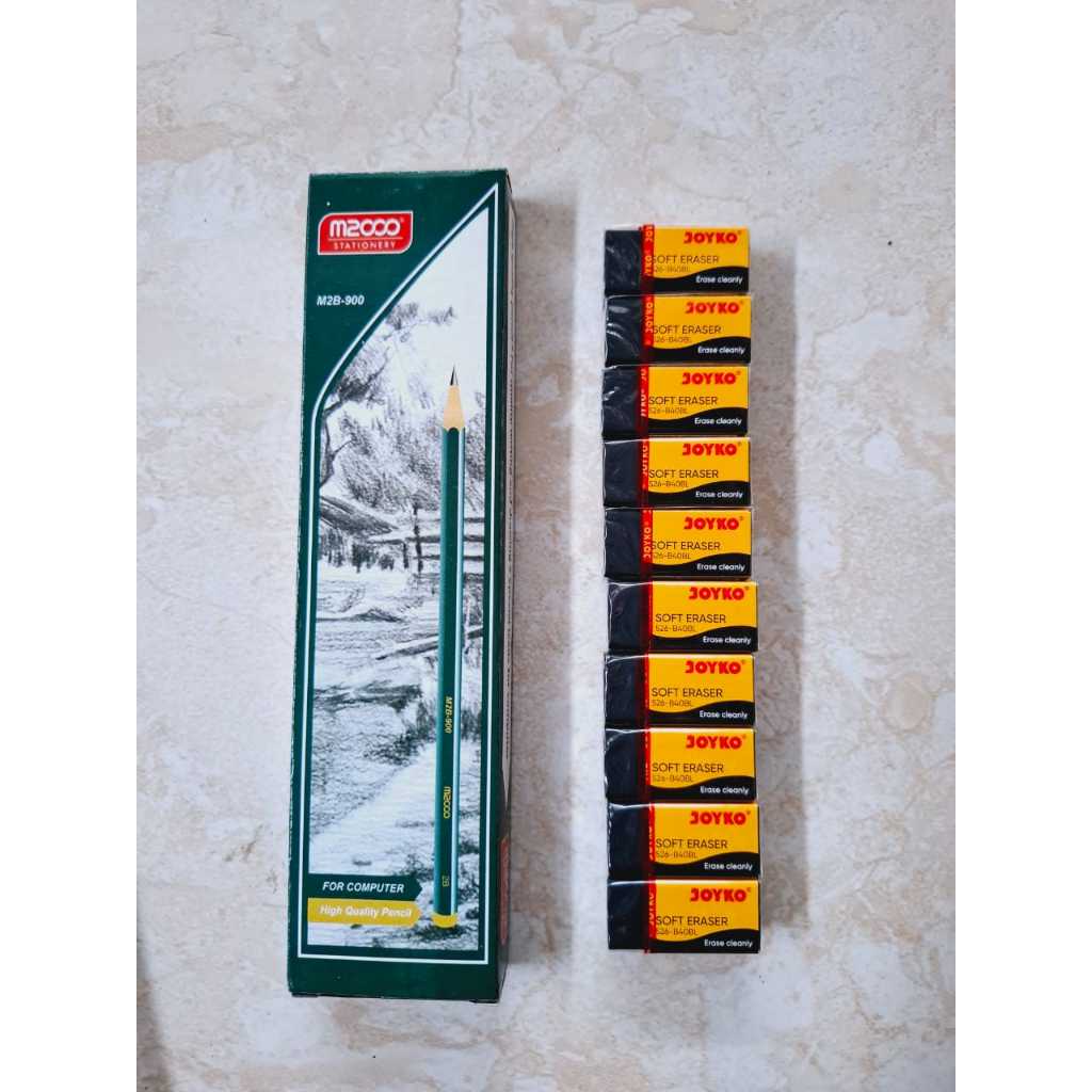 

1Pak Pensil Serut 2B M2000 Isi 12 + 10 pcs Penghapus joyco mini