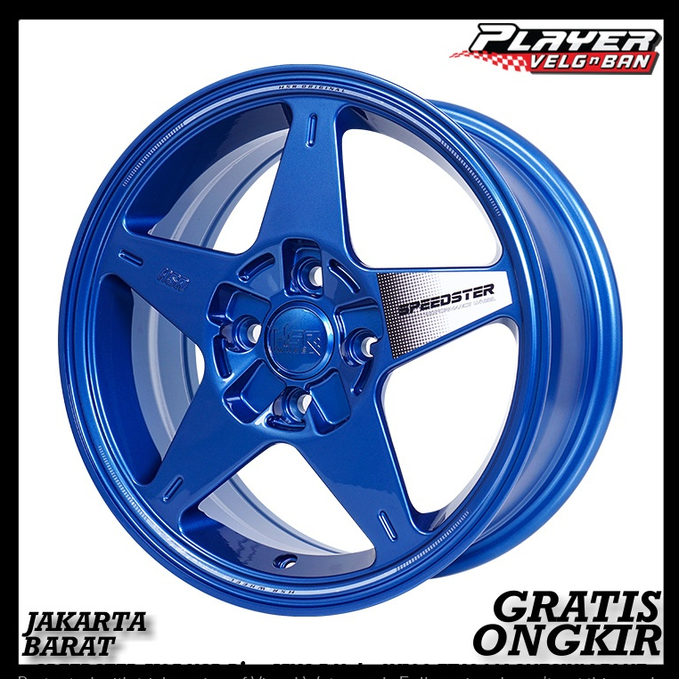 VELG MOBIL RACING RING15 WARNA BIRU FELK HSR SPEEDSTER R15 L6,5 PCD4X100 ET42 BLUE  UNTUK FREED BRIO