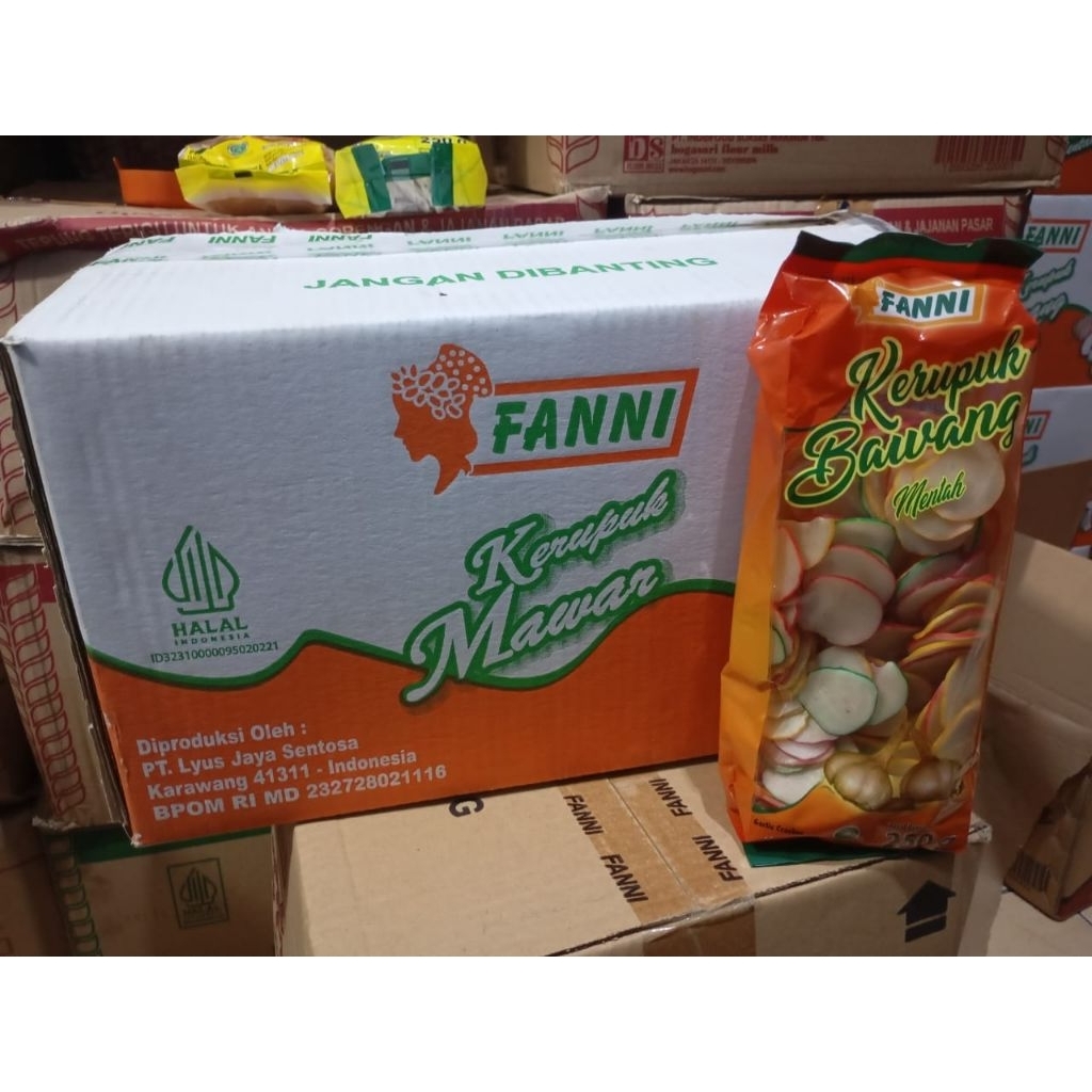 

KERUPUK BAWANG FANNI 250GR 5KG 1 DUS ISI 20 PCS