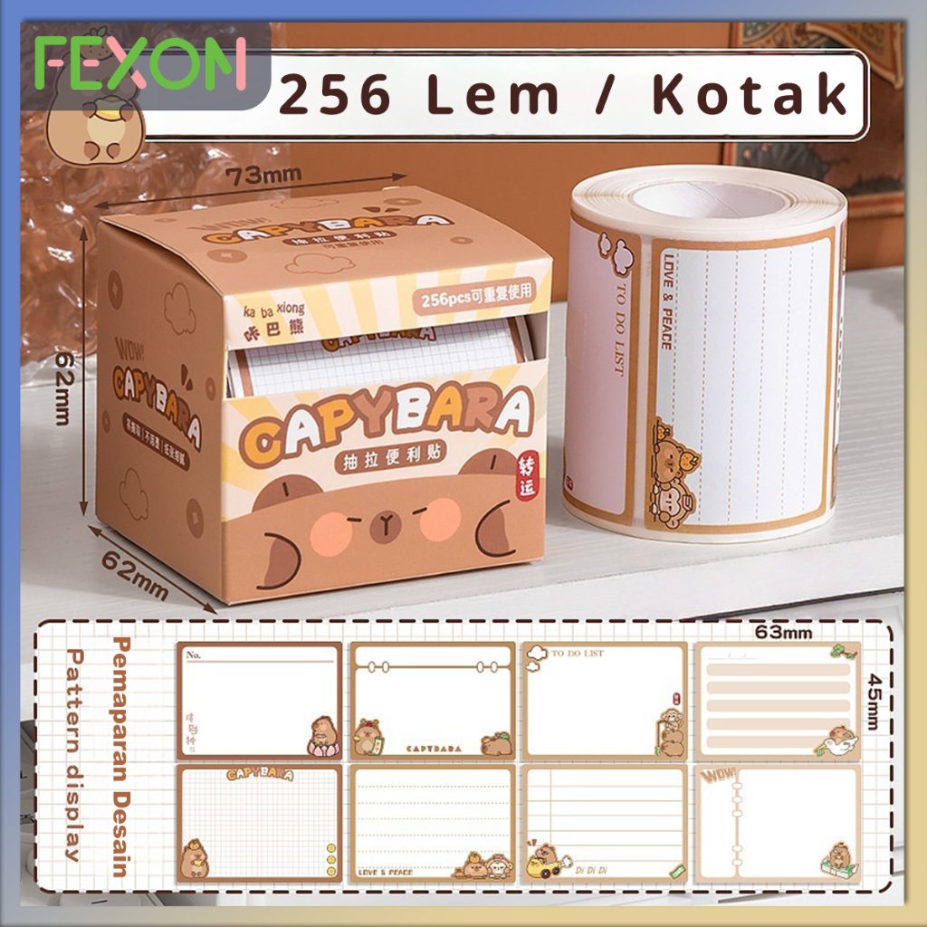 

FEXON COD 256PCS Notes Tempel Ulang Sistem Tarik, Praktis & Bisa Dipakai Berulang Kali/Notes Tempel Kapibara Tarik - 256 Lembar/Box/Notes Tempel Tarik Bisa Dipakai Ulang - Desain Lucu/Notes Kartun Lucu - Wajib Punya Siswa & Kantor