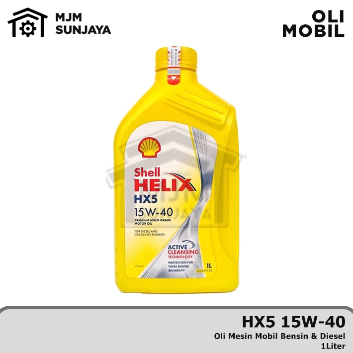 (PROMO) BERKUALITAS [BARCODE] OLI MESIN SHELL HELIX HX5 SAE 15W-40 1 LITER SCAN BENSIN SOLAR DIESEL