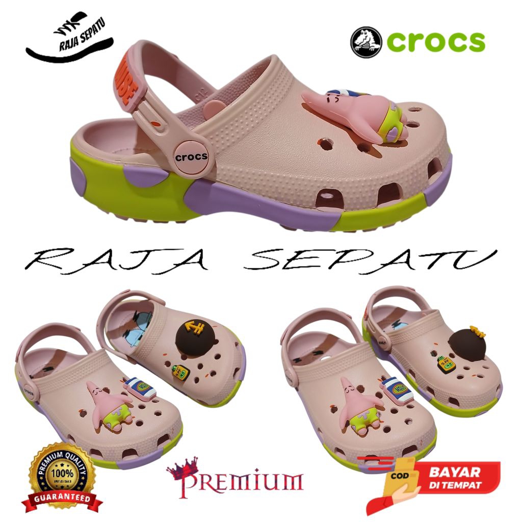 SANDAL CROCS PETRIK SPONGEBOB/SANDAL CROCS PETRIK/SANDAL CROCS SEPONGEBOB/SANDAL CROCS ANAK-ANAK & D