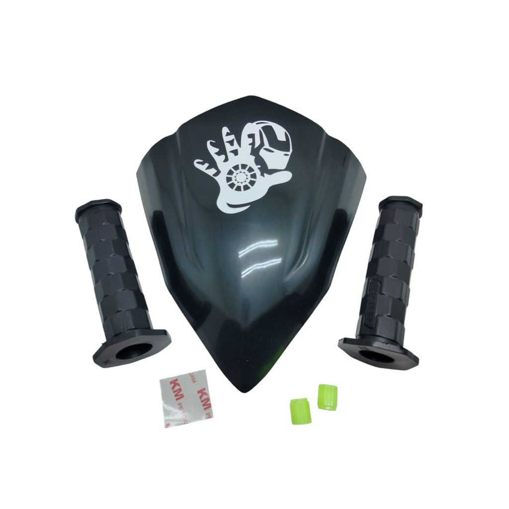 Paket visor VARIO 125 150 led 2015-2017 hitam+ hangrip octagon empuk ori free tutup pentil nyala fre