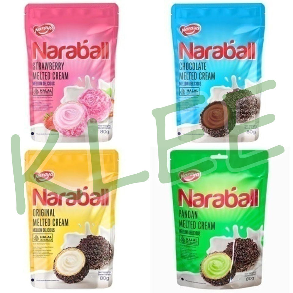 

Naraya NARABALL Biscuit Wafer Ball Original Chocolate Strawberry Pandan Melted Cream - Wafer Salut Cookies Mellow Delicious Rasa Original Cokelat Vanilla Stroberi Pandan - Biskuit Wafer Salut Kukis isi Krim 80g
