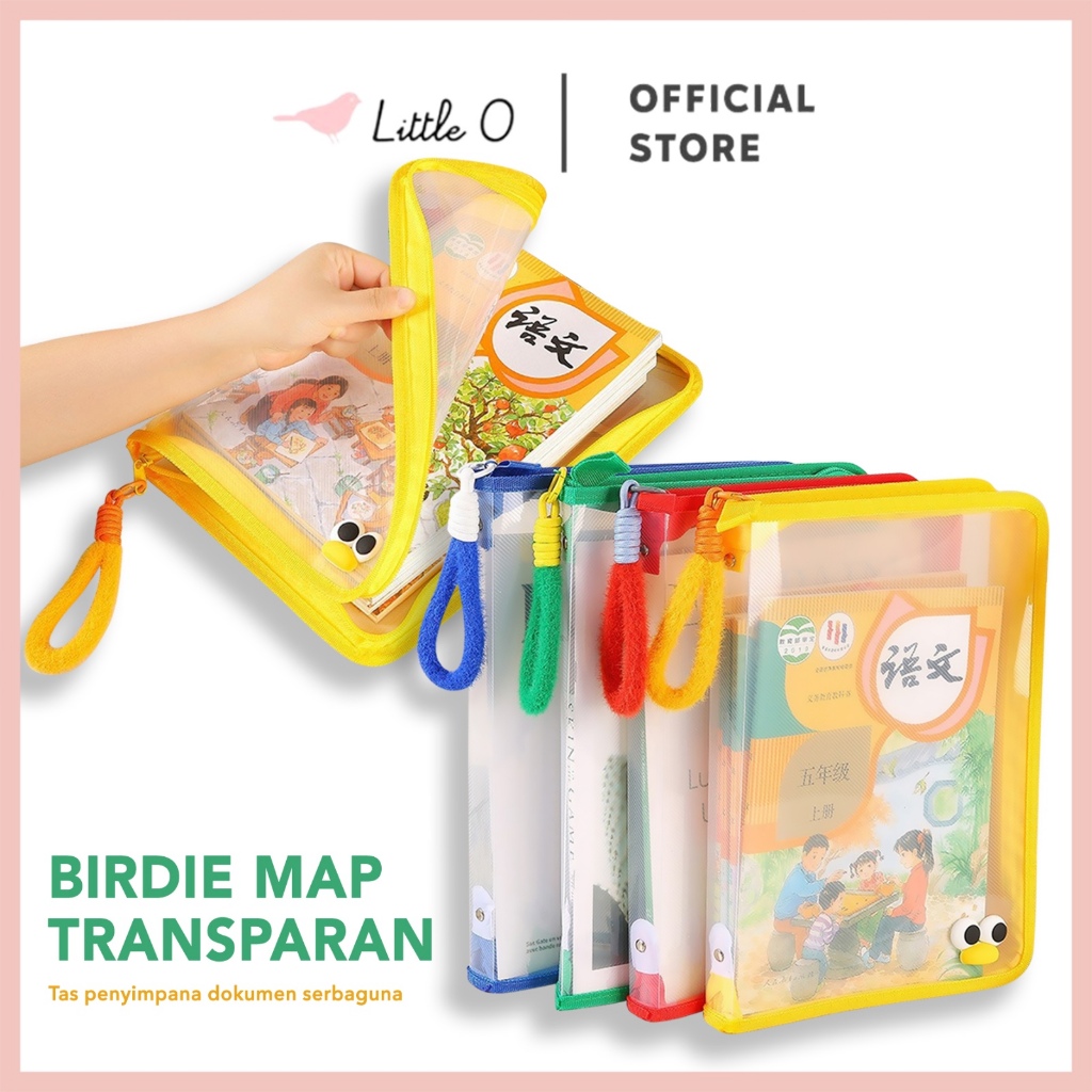 

MAP PLASTIK BIRDIE A4 FILE HOLDER Map Tas Les Dokumen Sekolah ATK Tas Resleting Transparan