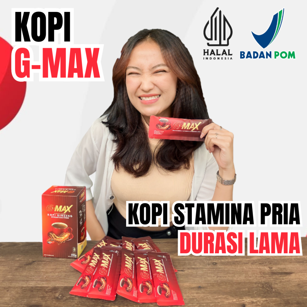 

1 SACHET KOPI G-MAX STAMNA PRIA ORIGINAL BPOM 1 BOX ISI 10 SACHET HALAL & AMAN