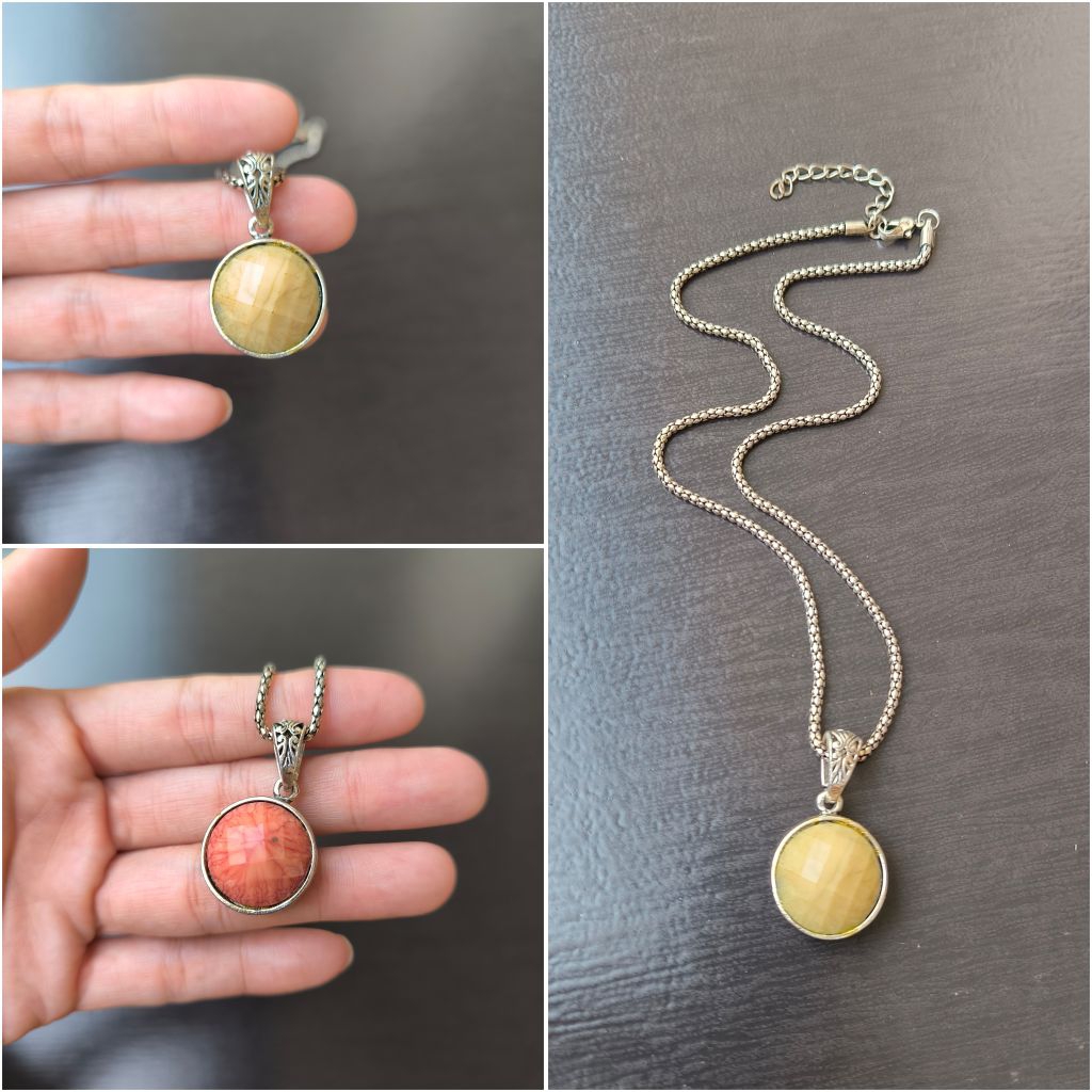 kalung rantai liontin vintage perak bakar etnik