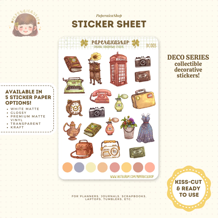 

Paperaica - Cute Vintage Planner Stickers, Retro Stickers, Bujo Stickers