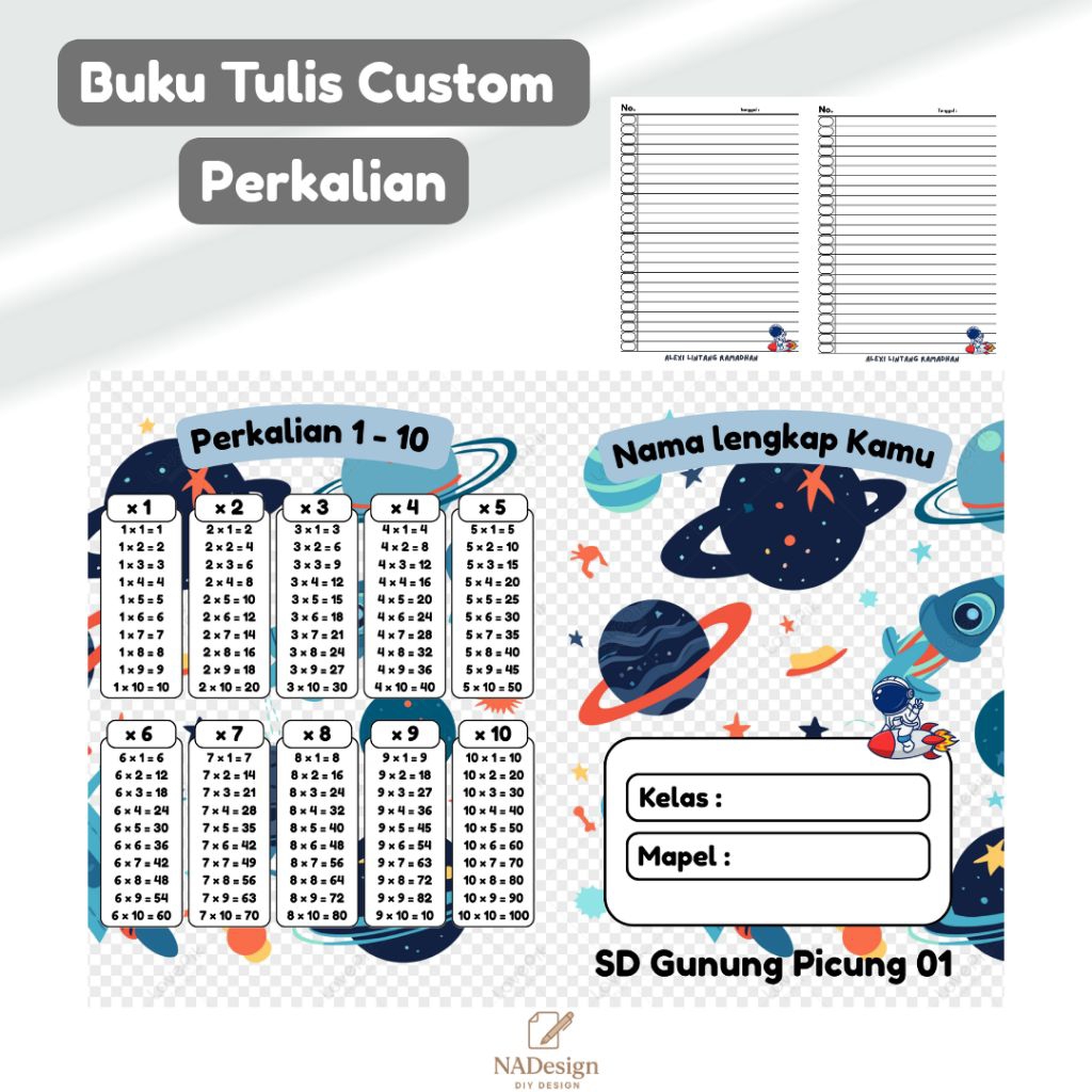

Buku Tulis Custom | Buku Tulis Custom Perkalian | Buku Tulis Custom Anak cowo