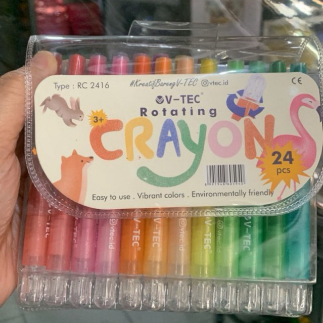 

CRAYON PUTAR VTEC 24 WARNA / CRAYON ROTATINF OIL PASTEL ANTI KOTOR / PEWARNA MENGGAMBAR ANAK