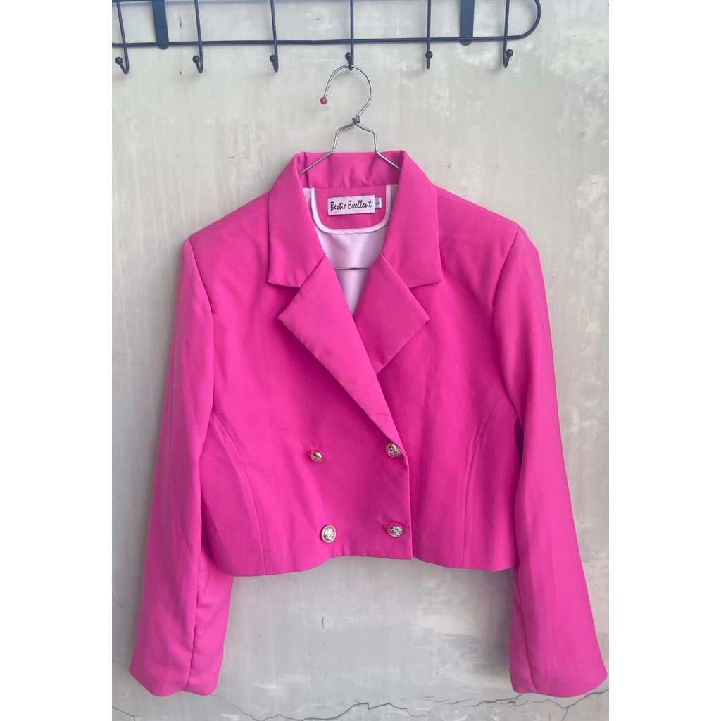 blazer outer crop pink fanta preloved