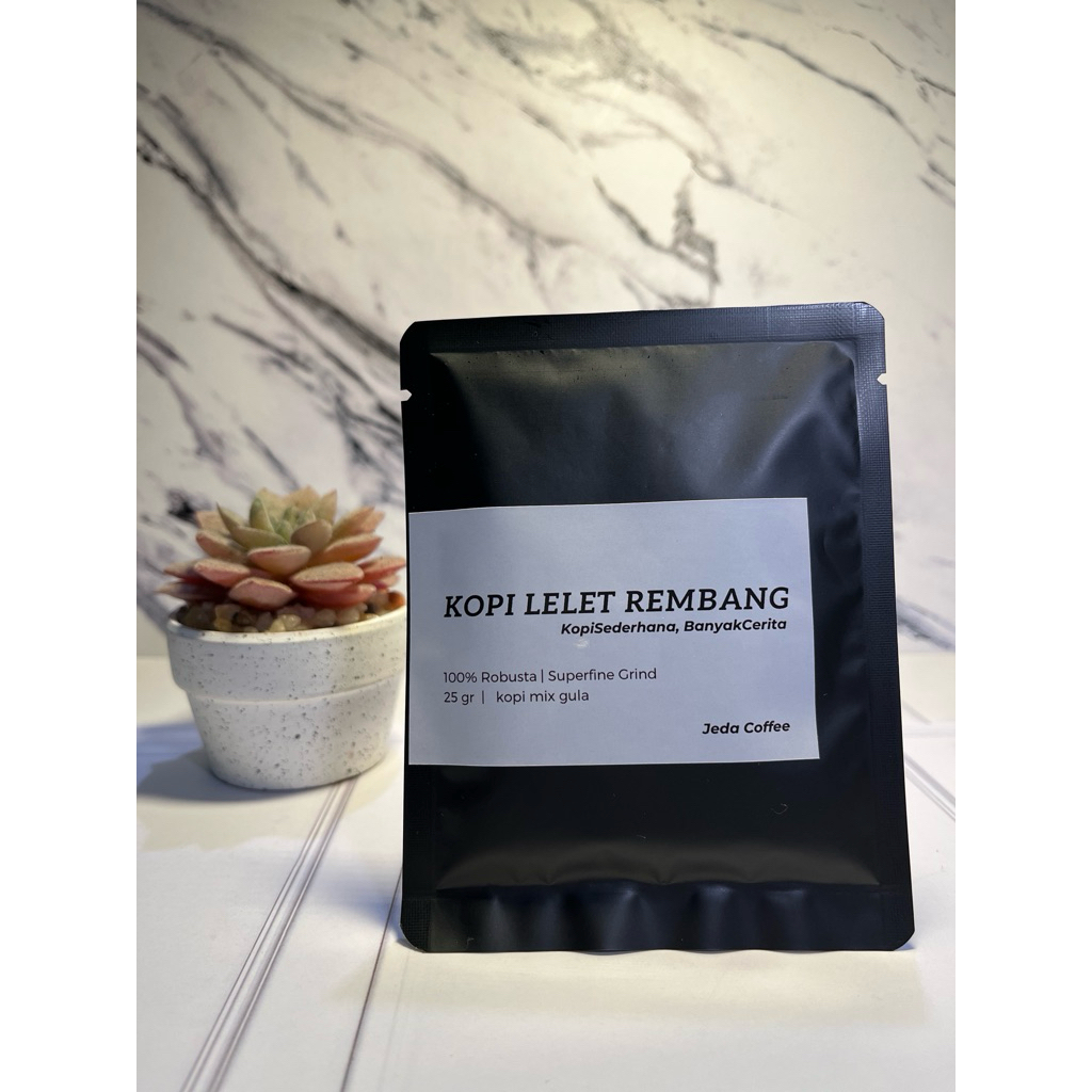 

jeda shop kopi lelet rembang powder drink sachet kopi kemasan saset kopi tradisional mix gula tinggal seduh 20g