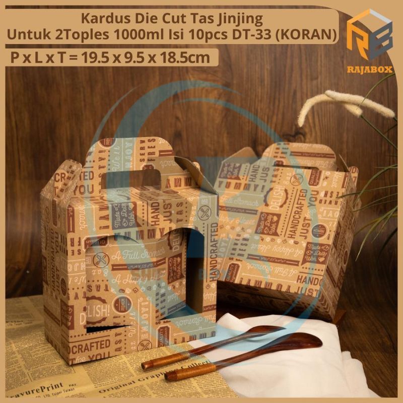 

( 10 pcs ) Box Jinjing 2 Toples Jar 1000ml Kardus Tenteng Kemasan Kuker Hampers Coklat Koran