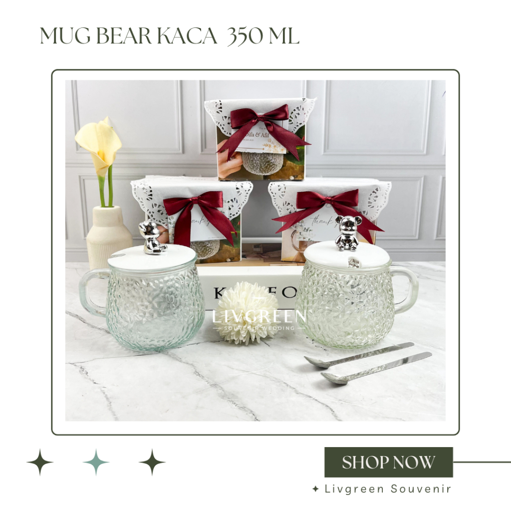 Souvenir Mug Kaca Beruang Kemasan Box