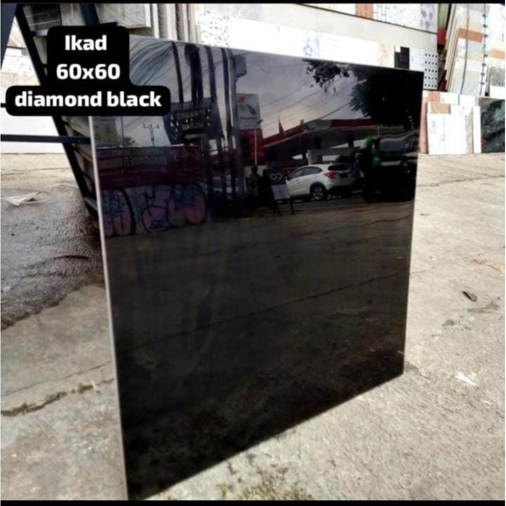 Granit lantai 60x60 hitam polos Diamond black by ikad glazed polish