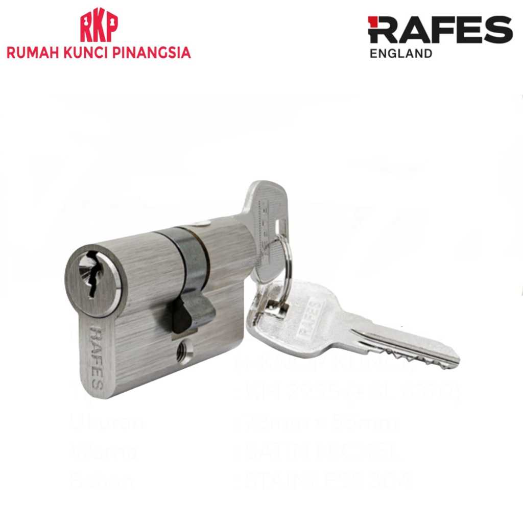 Door Cylinder Lock Kunci Silinder Pintu Kunci-Kunci 5 cm Silver Kuningan RAFES SL 6535
