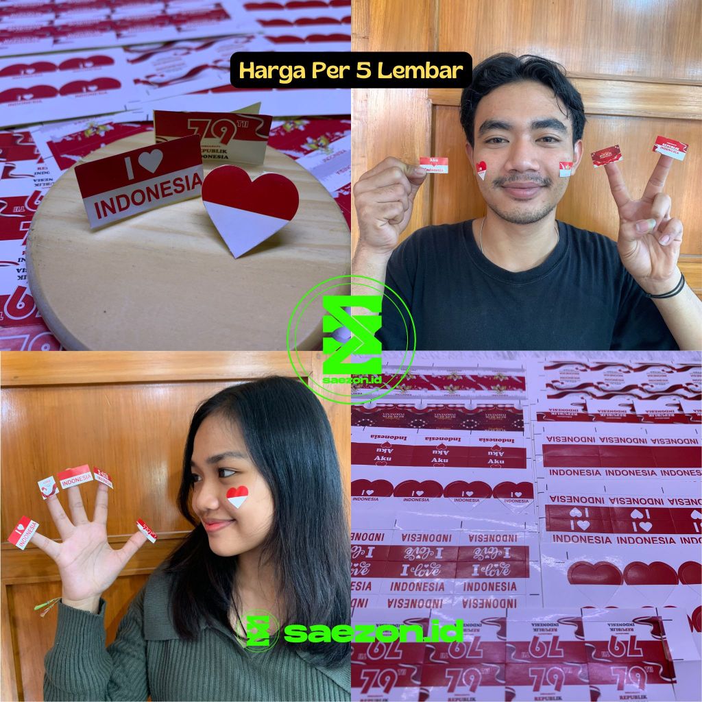 

(5 LEMBAR) STICKER PIPI MERAH PUTIH ISI 30 DAN 32 PCS HUT KEMERDEKAAN RI / STIKER 17 AGUSTUSAN