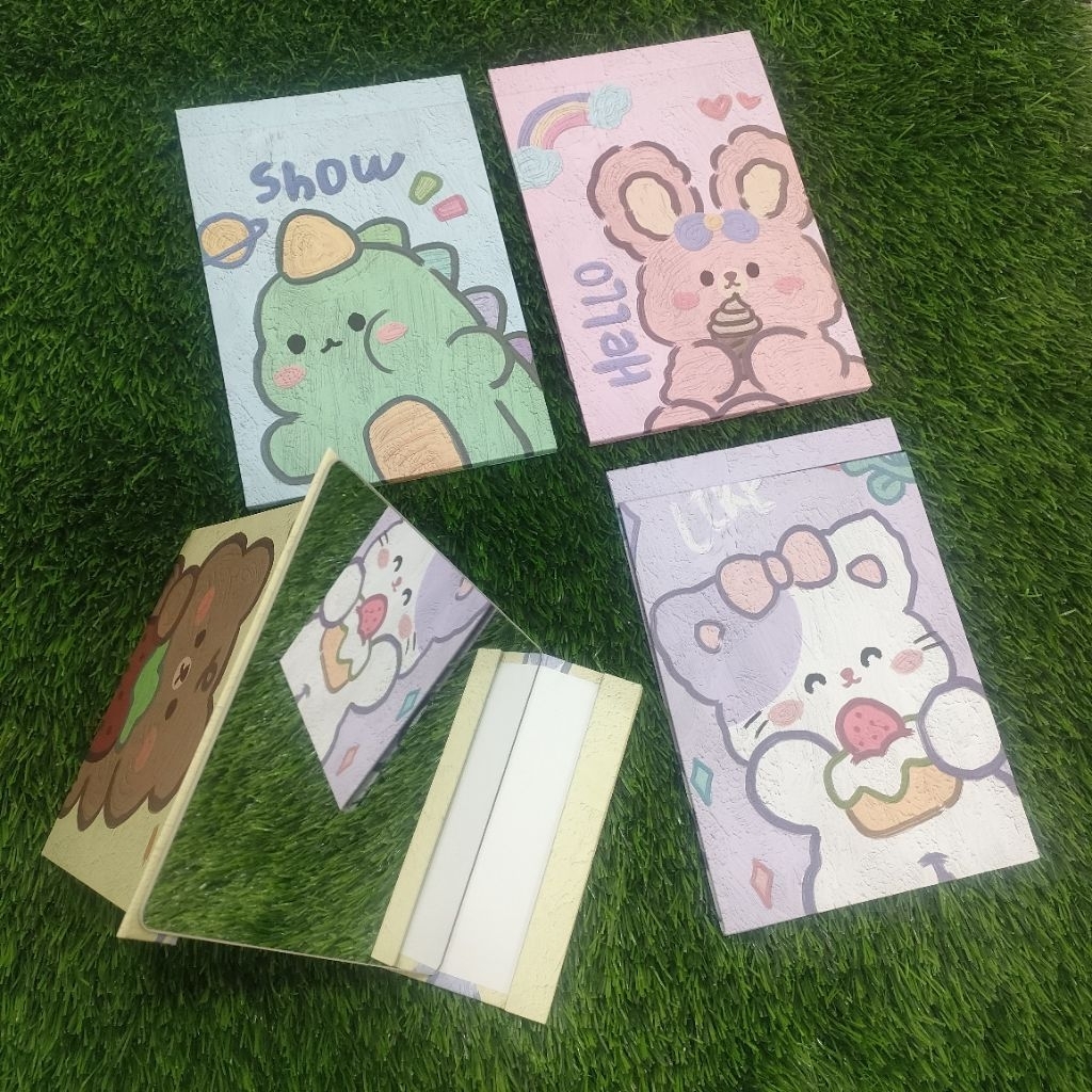 MINISO BALI | Cermin Lipat Motif Lucu / Cermin Rias Makeup Model Cover Buku / Cermin Cover Lucu / Fo