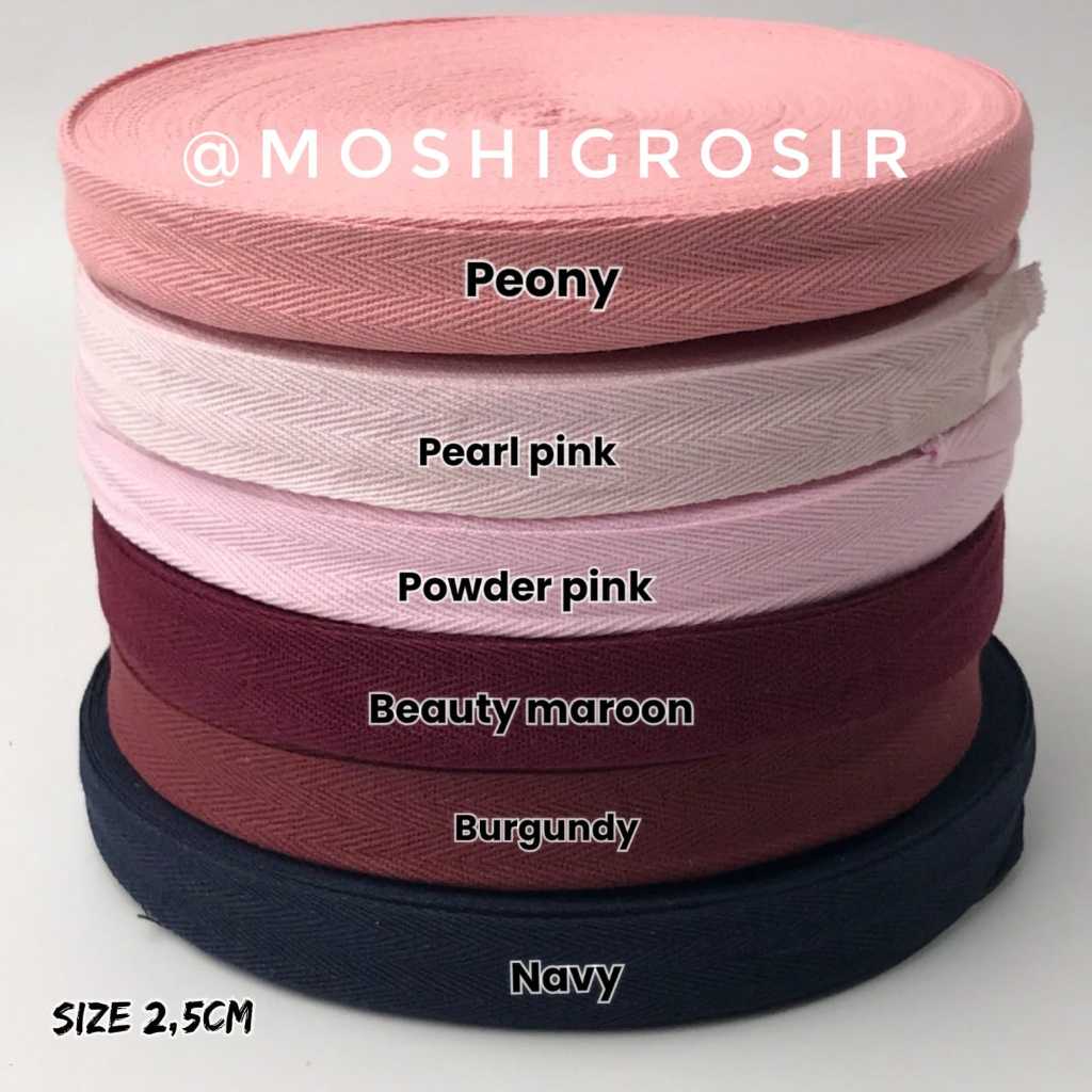 

10 YARD & 25 YARD - TWILL TAPE COTTON 2,5 CM / PITA KATUN/ TALI TAS KATUN/ TALI GULING