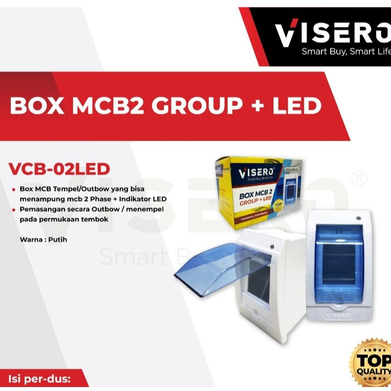 BOX MCB 2 GRUP + LED - VISERO VCB-02LED