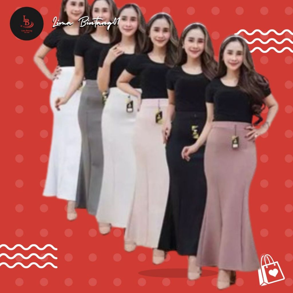Rok Scuba Panjang Wanita – Model A-Line / Duyung Elegan & Nyaman