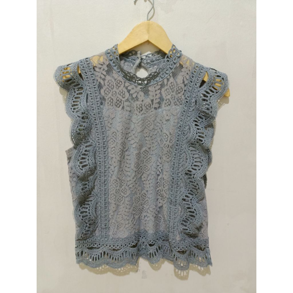 vest brukat renda blue denim ingni