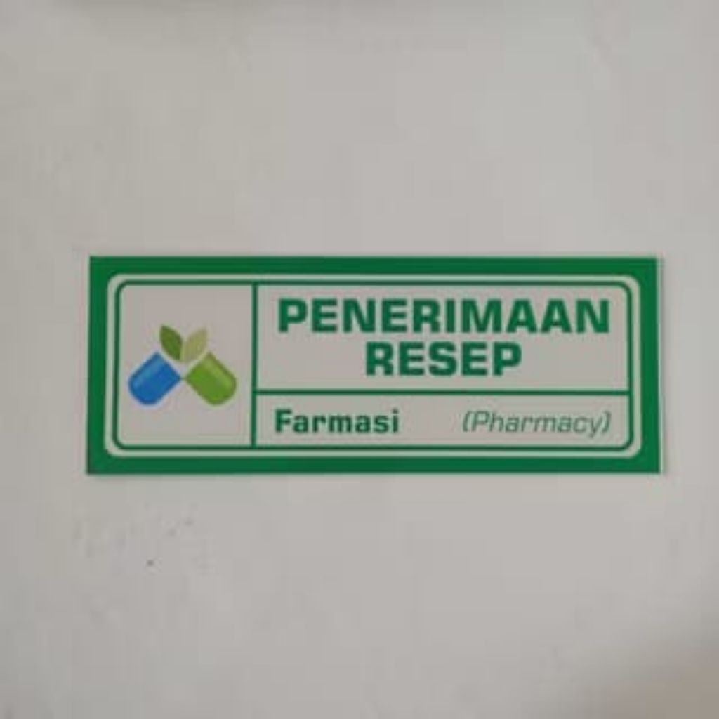 

Akrilik Papan Nama Ruang Penerimaan Resep - Hijau 11x30 Nama Ruang Farmasi, Apotek, Rumah Sakit