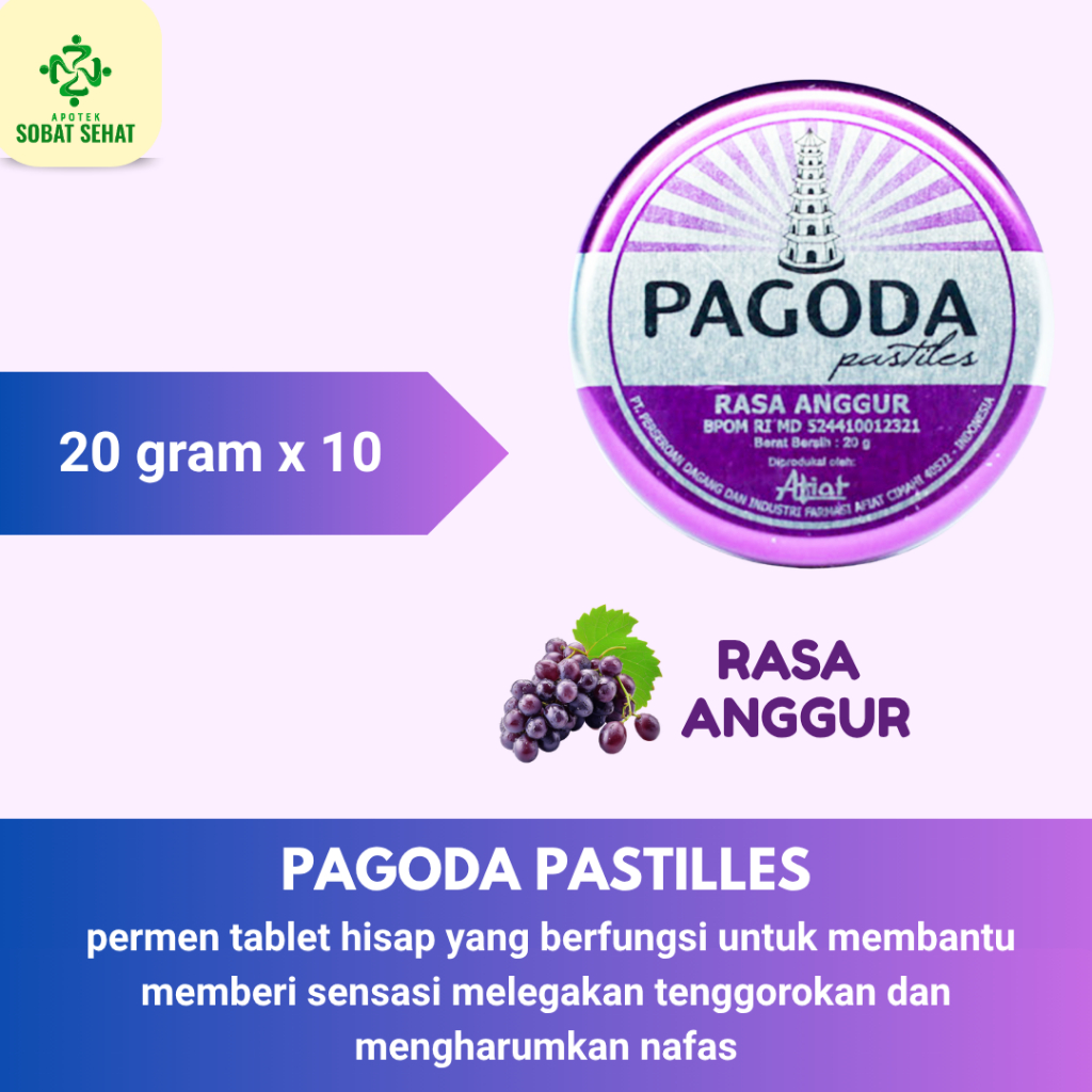 

[10 HEMAT] - 10 X Permen Pagoda Pastilles Rasa Anggur 20 Gram