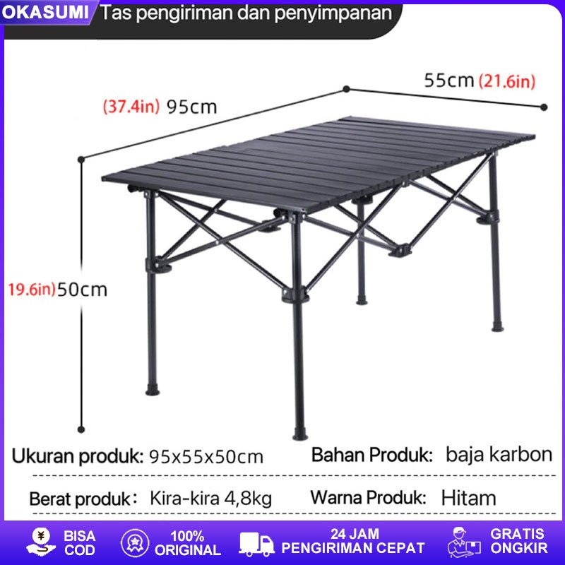 Outdoor Meja Camping Lipat Portable Aluminium Camping Meja Lipat Ukuran Besar Lipat Meja Kursi Set