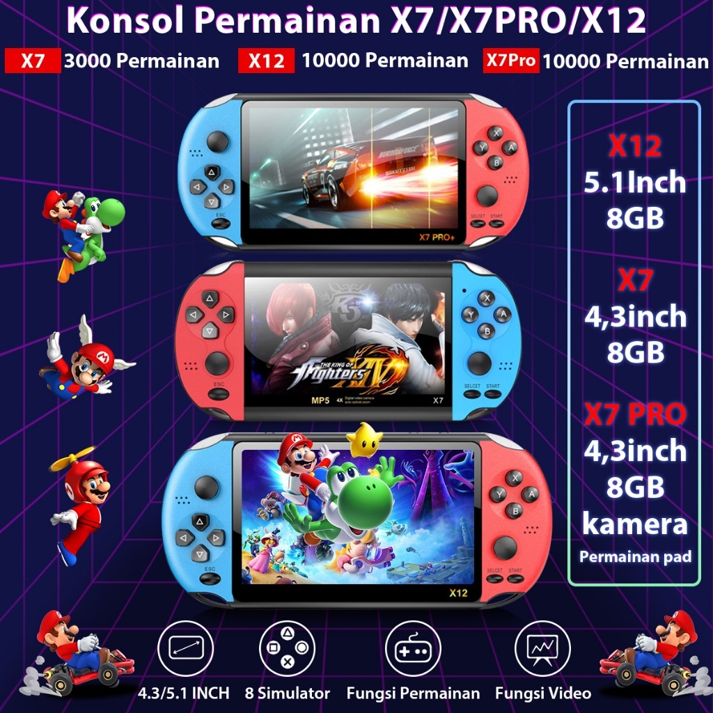 PERFA_KENI - PSP X12/X7PLUS/X80 RETRO HANDHELD 5.1" 8GB 20000+ GAMES VIDEO GAME CONSOLE