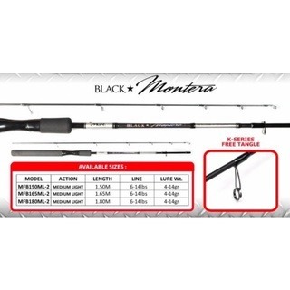 Joran pancing maguro black montera pilihan ukuran  165 180 cm