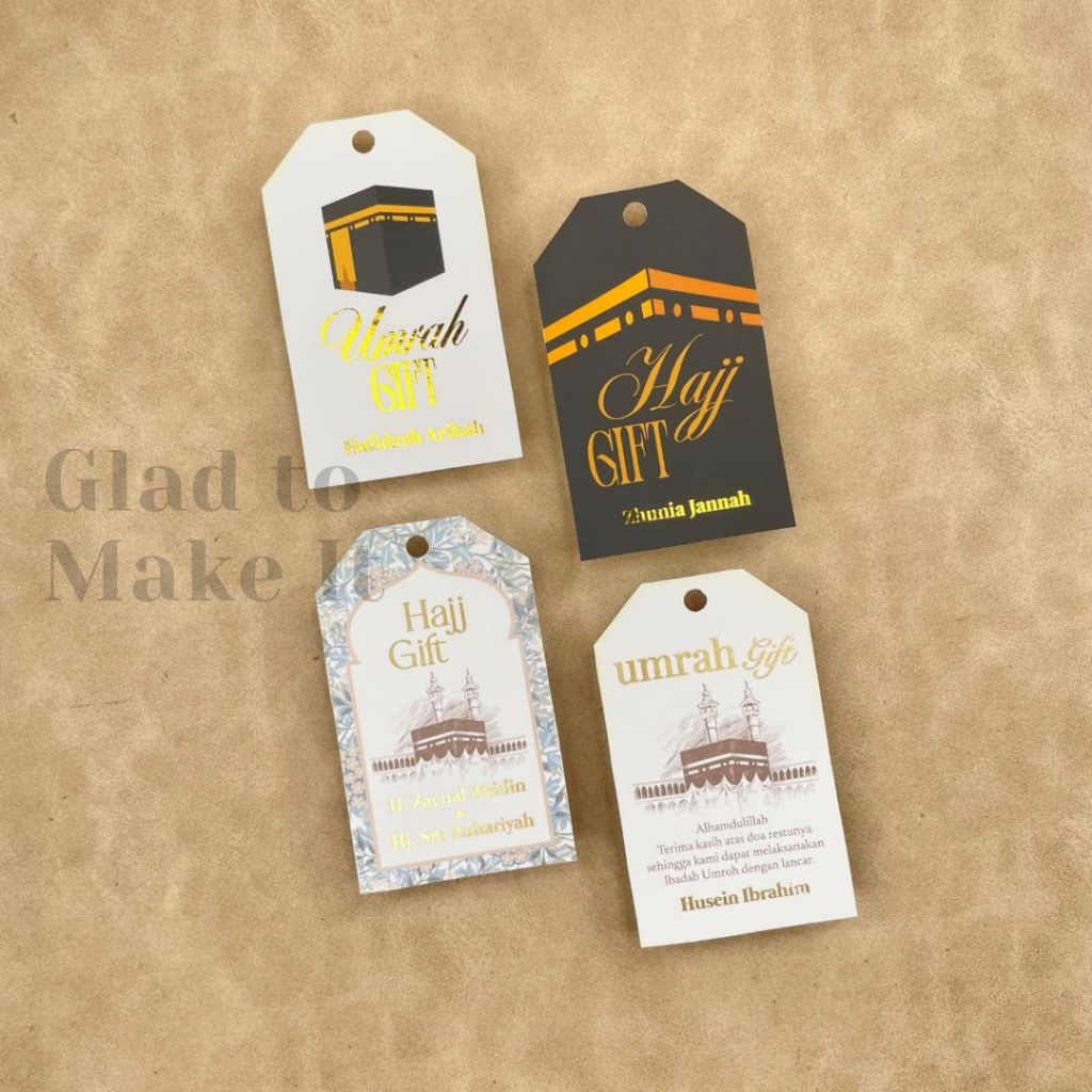 Stiker Hang tag syukuran oleh oleh souvenir haji umroh custom nama premium