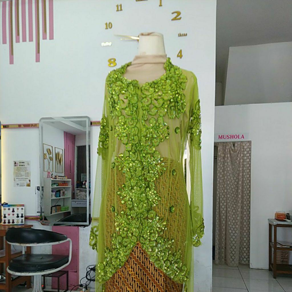 hijau lime kebaya full payet