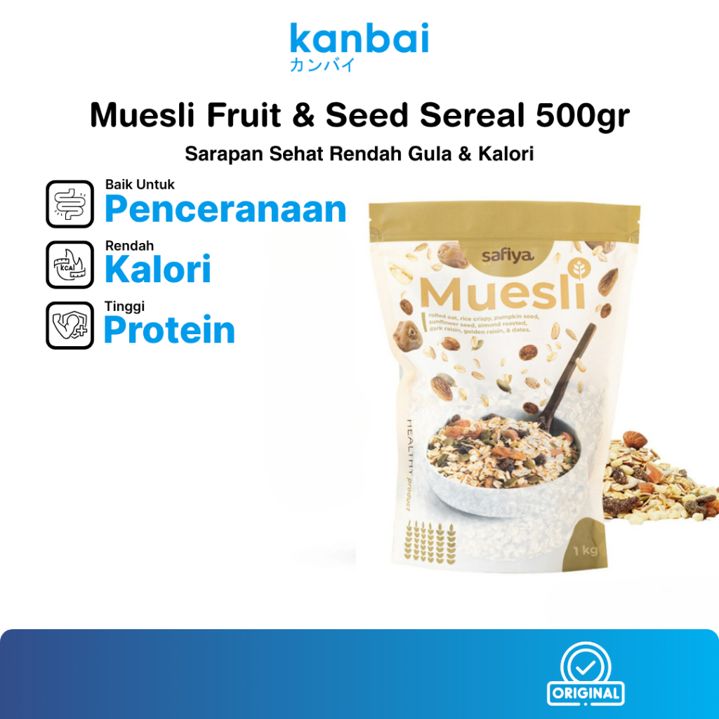 

Muesli Original 1 Kg Diet Sereal Sarapan Sehat Premium Muesli Fruit dan Seed