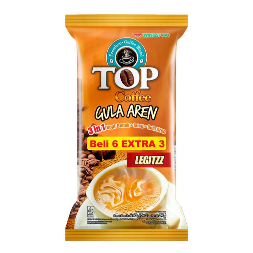 

TOP Coffee Gula Aren Tubruk Legitzz Kopi Instan 9 x 27 g