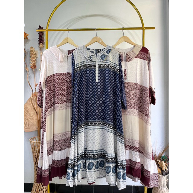 Gamis Etnik Azalia Flowy Dress Elegan